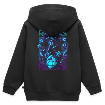 Rebis Alchemie Alchemist Magnum Opus Retro - Kinder Premium Organic Zip Hoodie - Schwarz - Hinten - AI Model Kid Male (0cm)