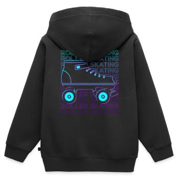 Rollschuhlaufen Rollschuhläufer Rollschuhe Retro - Kinder Premium Organic Zip Hoodie - Schwarz - Hinten - AI Model Kid Male (0cm)