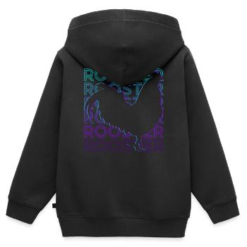 Poulet Coq Rétro - Sweat Premium à capuche zippé enfant bio - noir - Dos - AI Model Kid Male (0cm)