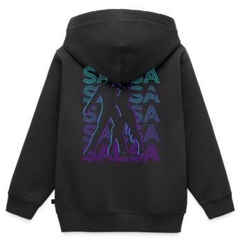 Salsa danse Salsa danse Salsa danseur Retro - Sweat Premium à capuche zippé enfant bio - noir - Dos - AI Model Kid Male (0cm)