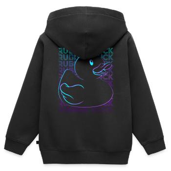 Gummi-Ente Retro - Kinder Premium Organic Zip Hoodie - Schwarz - Hinten - AI Model Kid Male (0cm)