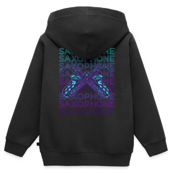 Saxophonist Saxophonist Retro - Kinder Premium Organic Zip Hoodie - Schwarz - Hinten - AI Model Kid Male (0cm)