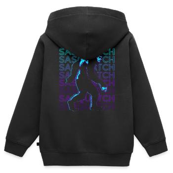 Sasquatch Bigfoot Retro - Kinder Premium Organic Zip Hoodie - Schwarz - Hinten - AI Model Kid Male (0cm)