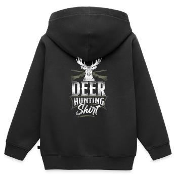 Buck Deer Hunting Hunter Vintage - Sweat Premium à capuche zippé enfant bio - noir - Dos - AI Model Kid Male (0cm)