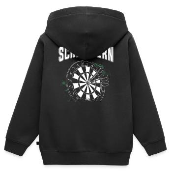 Dart Dart spielen, Schbiggern Fränkisch - Kinder Premium Organic Zip Hoodie - Schwarz - Hinten - AI Model Kid Male (0cm)