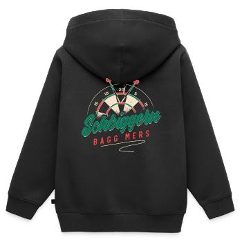 Dart Dart spielen, Schbiggern Fränkisch - Kinder Premium Organic Zip Hoodie - Schwarz - Hinten - AI Model Kid Male (0cm)