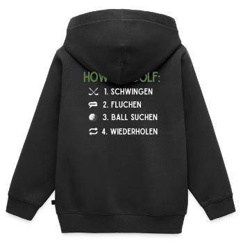 Wie Man Golf Spielt, Golfball - Kinder Premium Organic Zip Hoodie - Schwarz - Hinten - AI Model Kid Male (0cm)