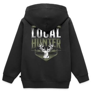 Buck Deer Hunting Hunter Vintage - Sweat Premium à capuche zippé enfant bio - noir - Dos - AI Model Kid Male (0cm)
