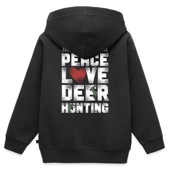 Buck Deer Hunting Hunter Vintage - Sweat Premium à capuche zippé enfant bio - noir - Dos - AI Model Kid Male (0cm)