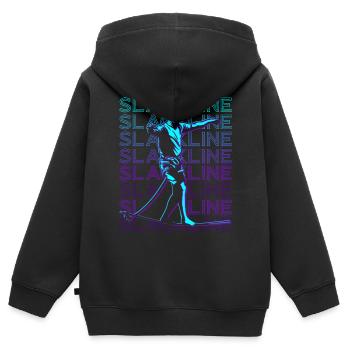 Slackline Retro - Kinder Premium Organic Zip Hoodie - Schwarz - Hinten - AI Model Kid Male (0cm)