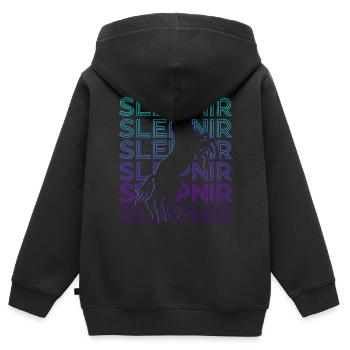 Sleipnir Odin Wikinger Nordische Mythologie Retro - Kinder Premium Organic Zip Hoodie - Schwarz - Hinten - AI Model Kid Male (0cm)