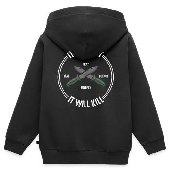 Knife maker - Kids Premium Organic Zip-up Hoodie - black - Back - AI Model Kid Male (0cm)