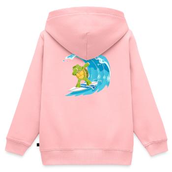 Tortue de surf Cool Turtle Dabbing Surf - Sweat Premium à capuche zippé enfant bio - rose - Dos - AI Model Kid Female (0cm)