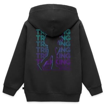 Trekking Trekker Trek Rétro - Sweat Premium à capuche zippé enfant bio - noir - Dos - AI Model Kid Male (0cm)