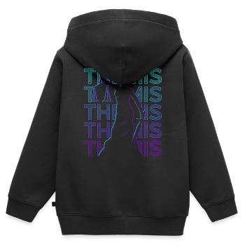 Thémise Déesse de la Justice Dame Justice - Sweat Premium à capuche zippé enfant bio - noir - Dos - AI Model Kid Male (0cm)