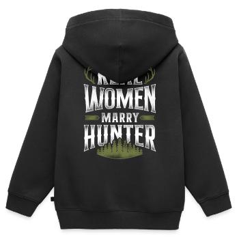 Mariage de chasseur de chasseurs de cerfs de Buck - Sweat Premium à capuche zippé enfant bio - noir - Dos - AI Model Kid Male (0cm)