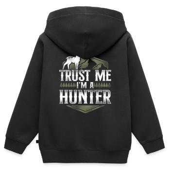 Buck Deer Hunting Hunter Vintage - Sweat Premium à capuche zippé enfant bio - noir - Dos - AI Model Kid Male (0cm)