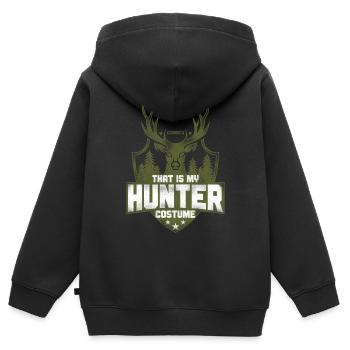 Chasseur de cerfs Buck Halloween - Sweat Premium à capuche zippé enfant bio - noir - Dos - AI Model Kid Male (0cm)
