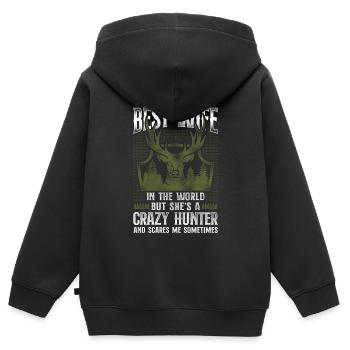 Buck Deer Hunting Hunter Femme - Sweat Premium à capuche zippé enfant bio - noir - Dos - AI Model Kid Male (0cm)