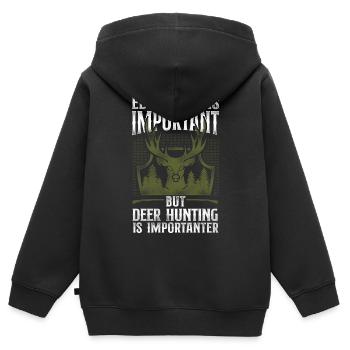 Buck Deer Hunting Hunter Vintage - Sweat Premium à capuche zippé enfant bio - noir - Dos - AI Model Kid Male (0cm)