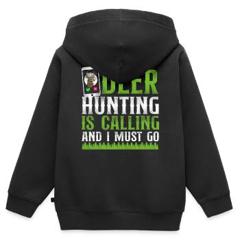 Buck Deer Hunting Hunter Téléphone - Sweat Premium à capuche zippé enfant bio - noir - Dos - AI Model Kid Male (0cm)