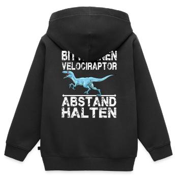 Dinosaurier Velociraptor Raptor Dino - Kinder Premium Organic Zip Hoodie - Schwarz - Hinten - AI Model Kid Male (0cm)