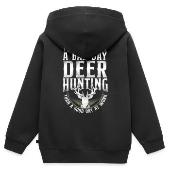 Buck Deer Hunting Hunter Vintage - Sweat Premium à capuche zippé enfant bio - noir - Dos - AI Model Kid Male (0cm)