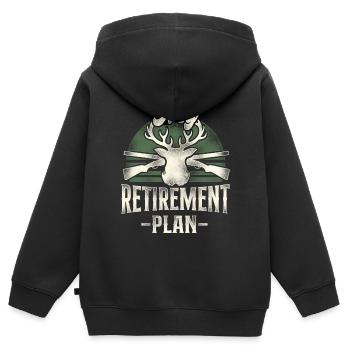 Chasseur de cerfs à la retraite - Sweat Premium à capuche zippé enfant bio - noir - Dos - AI Model Kid Male (0cm)