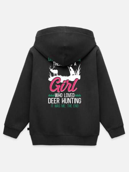 Buck Deer Hunting Hunter Girl - Premium børne zip-hættetrøje økologisk - sort