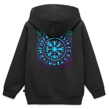 Vegvisir Wikinger nordische Rune nordische Mytholo - Kinder Premium Organic Zip Hoodie - Schwarz - Hinten - AI Model Kid Male (0cm)