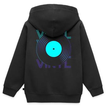 Vinyl-Schallplatte Vinyl-Schallplattenspieler Phon - Kinder Premium Organic Zip Hoodie - Schwarz - Hinten - AI Model Kid Male (0cm)