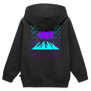 Volcan Rétro - Sweat Premium à capuche zippé enfant bio - noir - Dos - AI Model Kid Male (0cm)