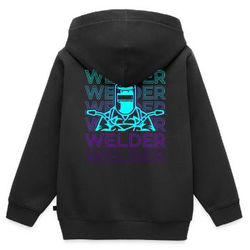 Schweißer Schweißen Schweißen Retro - Kinder Premium Organic Zip Hoodie - Schwarz - Hinten - AI Model Kid Male (0cm)