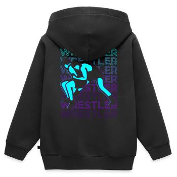 Ringer Wrestling Retro - Kids Premium Organic Zip-up Hoodie - black - Back - AI Model Kid Male (0cm)