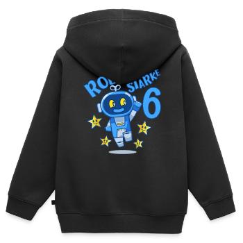 Roboter Geburtstagsmotiv 6 Jahre Jungen Geschenk - Kinder Premium Organic Zip Hoodie - Schwarz - Hinten - AI Model Kid Male (0cm)