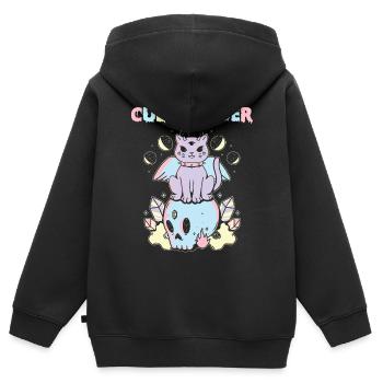 Chef de culte Pastel Goth Cat Skull Occult - Sweat Premium à capuche zippé enfant bio - noir - Dos - AI Model Kid Male (0cm)