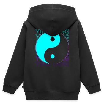 Ying Yang Yin Yang Yinyang Yingyang Rétro - Sweat Premium à capuche zippé enfant bio - noir - Dos - AI Model Kid Male (0cm)