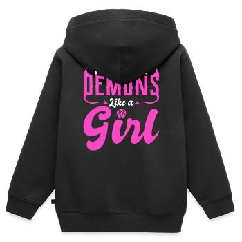 Lustiger Kult Ich beschwöre Dämonen wie ein Mädche - Kinder Premium Organic Zip Hoodie - Schwarz - Hinten - AI Model Kid Male (0cm)