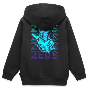 Zeus Griechischer Gott Griechische Mythologie Anti - Kinder Premium Organic Zip Hoodie - Schwarz - Hinten - AI Model Kid Male (0cm)