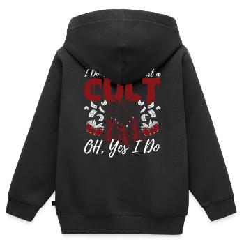 Funny Cult Occult - Kids Premium Organic Zip-up Hoodie - black - Back - AI Model Kid Male (0cm)