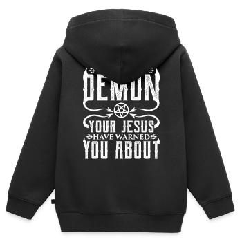 Funny Cult Occult - Kids Premium Organic Zip-up Hoodie - black - Back - AI Model Kid Male (0cm)