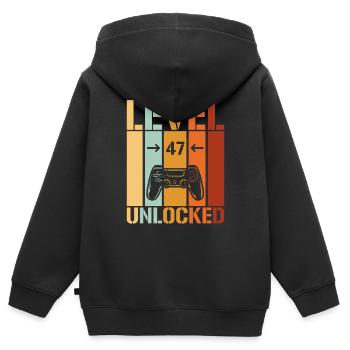 47. Geburtstag Level 47 unlocked - Kinder Premium Organic Zip Hoodie - Schwarz - Hinten - AI Model Kid Male (0cm)