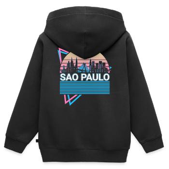 Sao Paulo City Skyline Cityscape Rétro - Sweat Premium à capuche zippé enfant bio - noir - Dos - AI Model Kid Male (0cm)
