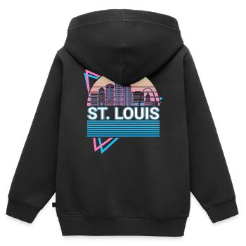 St Louis City Skyline Cityscape Rétro - Sweat Premium à capuche zippé enfant bio - noir - Dos - AI Model Kid Male (0cm)