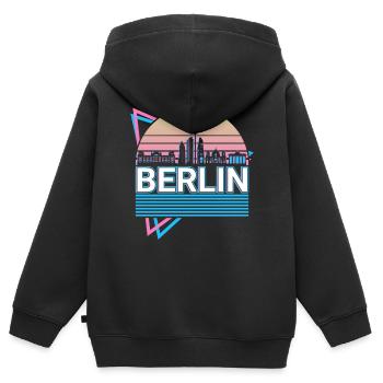 Berlin City Skyline Cityscape Rétro - Sweat Premium à capuche zippé enfant bio - noir - Dos - AI Model Kid Male (0cm)