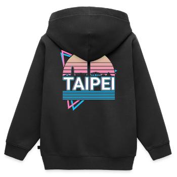 Taipei City Skyline Cityscape Rétro - Sweat Premium à capuche zippé enfant bio - noir - Dos - AI Model Kid Male (0cm)
