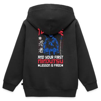 Ninja - Kinder Premium Organic Zip Hoodie - Schwarz - Hinten - AI Model Kid Male (0cm)