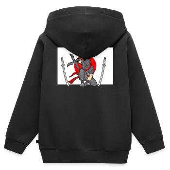 Ninja - Kinder Premium Organic Zip Hoodie - Schwarz - Hinten - AI Model Kid Male (0cm)