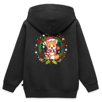 Ugly Christmas Fuchs Muster Strick Xmas Christkind - Kinder Premium Organic Zip Hoodie - Schwarz - Hinten - AI Model Kid Male (0cm)