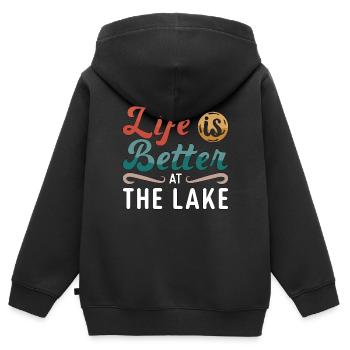 Wakeboard Wakeboarder Wakeboard Wake Cadeau - Sweat Premium à capuche zippé enfant bio - noir - Dos - AI Model Kid Male (0cm)
